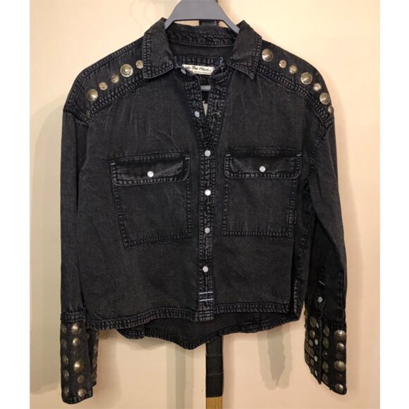 We The Free Free people Austin Denim Top Shirt Size XS-S Relaxed Fit - Picture 4 of 8